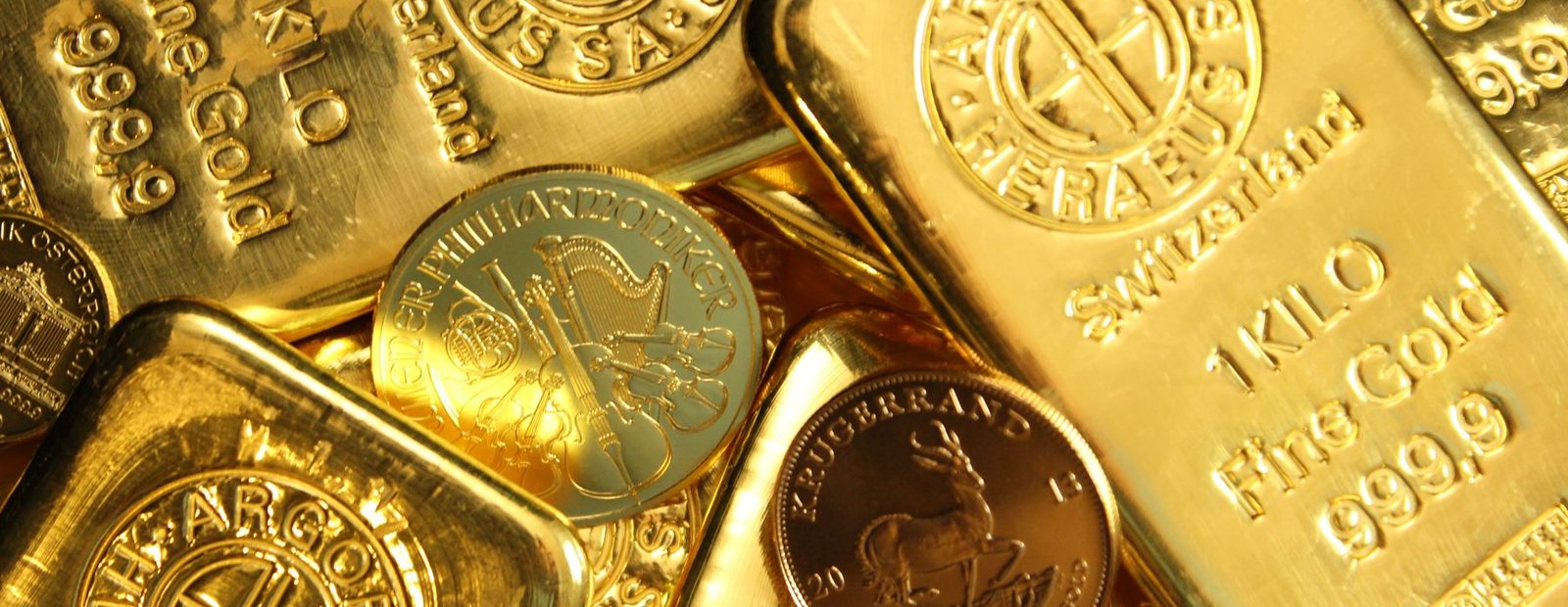 Gold bars and coins